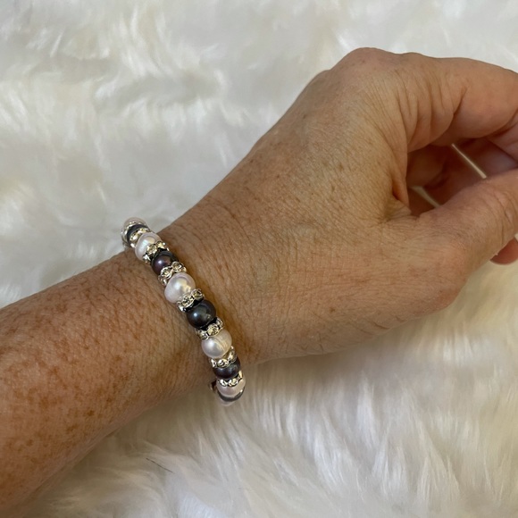 Mix & match FWC Pearl stretch bracelets, black, white or green beads (3 pcs) - Picture 8 of 11